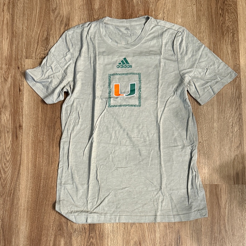 Adidas Miami Hurricanes Tri Blend Tee Shirt - NWOT - Small